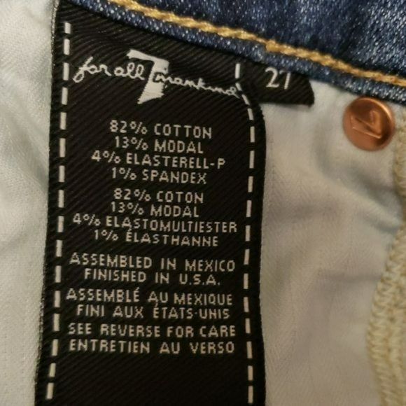 7 For All Mankind Ankle Skinny Jean High Waist Gold Stripe Blue Women's 27 - Picture 5 of 15